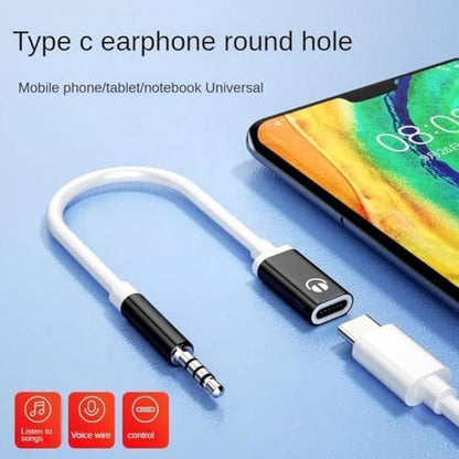 3.5mm Male to Type-C Female Audio Adapter Cable, White, Compatible with Smartphones, MP3 Players, Laptops, Tablets