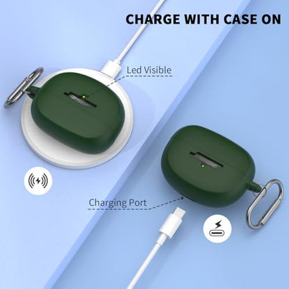 for New Bose Ultra Open Earbuds Case(2024), Green | Silicone Shockproof Protective Cover for Bose Open Ear Wireless Earbuds Accessories with Carabiner - color: Green