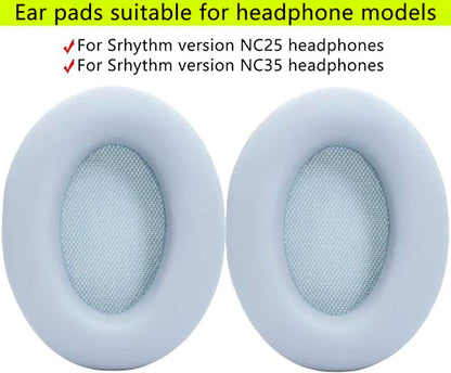 Replacement Ear Pads Compatible with Srhythm Version NC35 Gray | Also suitable for Srhythm Version NC25 Headphones Soft protein leather/memory foam ear pads and earmuffs - color: Gray