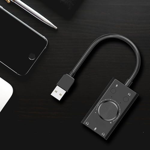 External USB Sound Card, Stereo Mic Speaker Headset Audio Adapter with Mute Volume Switch Adjustment