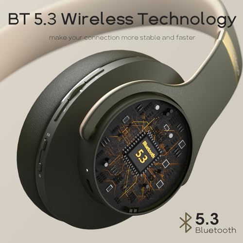 DOQAUS Bluetooth Headphones Over Ear, 90H Playtime, 3EQ Mode, with ENC Mic | Hifi Stereo Sound, Lightweight, Headphones Wireless with Soft Memory Foam Earpads, Deep Bass for Home Office Cellphone PC - color: Green