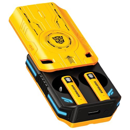 Transformers Earbuds T76, Bluetooth 6.0 Wireless Gaming Earbuds with Mic, Low Latency in Ear Earbuds, 13mm Drivers, HD Calling, 40H Playtime, Zinc Alloy Case (Bumblebee Yellow) - color: Bumblebee Yellow