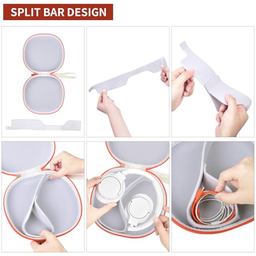 Comecase Headphone Case for JBL Tune 770NC，for JBL Live, 770NC, 660NC, 650B | Adjustable Divider, Cable Space and Carry Handle for Commuting, Gym and Travel, Students and Music Lovers, Case Only - White - color: White