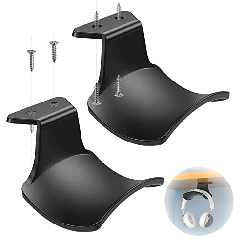 2-Pack Never Fall Headphone Hook Hanger Wall Mount Headset Holder - color: Black Z(2 Pack)