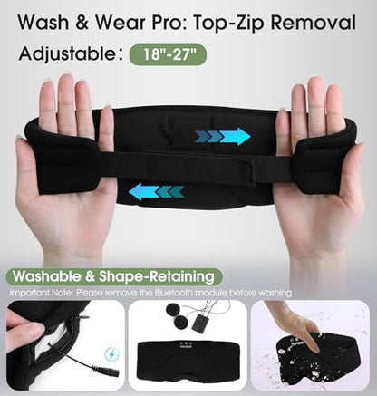 Sleep Mask with Headphones Bluetooth 5.4, TOPOINT Blackout Eye Mask for Sleeping Headphones Earphones with Soft Bamboo Cotton Cooling Breathable, Speaker for Side Sleepers Women Men Travel, Black - color: Black