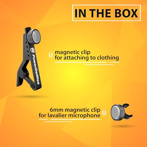 PowerDeWise Magnetic Lavalier Microphone Clip 6mm - Durable Lapel Mic Clip for Professional Use, Secure and Versatile Microphone Clips for Clear Sound