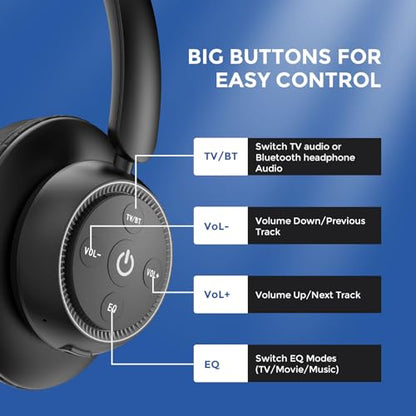 Wireless TV Headphones, 2.4GHz Low Delay with Transmitter,BKGD - color: BlackGold