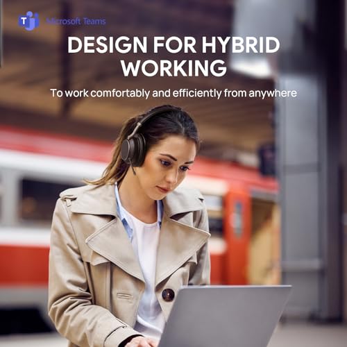 Yealink BH76 Plus with Stand ANC Wireless Headset for Work, Bluetooth Headsets with Microphone Active Noise Cancelling, Microsoft Teams Certified Headset UC Compatible with PC Mac Mobile Phone