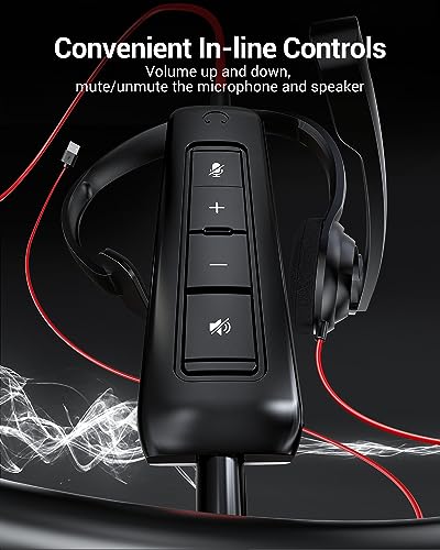 NUBWO HW02 USB Headset with Microphone Noise Cancelling &in-line Control, Ultra Comfort Computer Headset for Laptop pc, On-Ear Wired Office Call Center Headsets for Boom Skype Webinars, 5 Packs | 5 Packs - Comfort Computer Headset for Laptop pc, On-Ear Wi