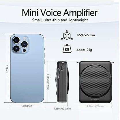 Mini Voice Amplifier with Microphone Headset, Portable Speaker with Mic | Quick Charging Amplifier, Wired Headset Microphone with Speaker for Teachers, Training, Meeting, Tour Guide, Yoga, Classroom - color: Black