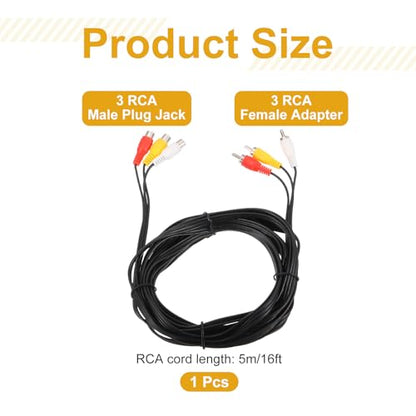 MECCANIXITY 16ft RCA Cable, 3RCA Male to 3RCA Female Audio Video Speaker Cable for Subwoofer Amplifier Home Theater DVD TV - size: 16ft, style: 3RCA Male to 3RCA Female