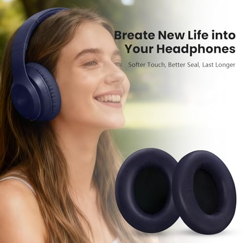 Studio Pro Headphone Ear Pads, Replacement Earpads/Cushions for Beats Studio Pro, with Premium Protein Leather, Resilient Memory Foam, Added Thickness - color: Navy