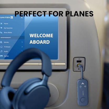 Avantree Relay - Airplane Bluetooth Adapter for 2 AirPods or Headphones | Qualcomm aptX Adaptive, 25H Battery, Future-Proof Firmware Upgradable, 3.5mm AUX Audio Transmitter for Flight Travel & Gym - color: 3-Midnight Blue