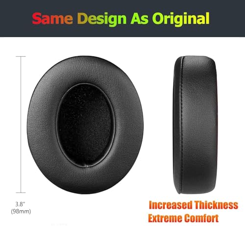 Beats Studio 3 Ear Pads, BUTIAO Replacement Protein Leather Earpads Memory Foam Ear Cushion Cups Repair Parts for Beats Studio 3 Studio 2 Wireless Wired Headphones by Dr.Dre (Black) - color: Black