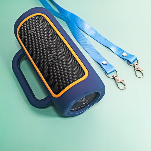 Silicone Case Cover for JBL Grip Portable Bluetooth Speaker, Soft Protective Sleeve Skin Travel Protective Carrying Case Storage Holder with Carabiner and Shoulder Strap (Blue) - color: Blue