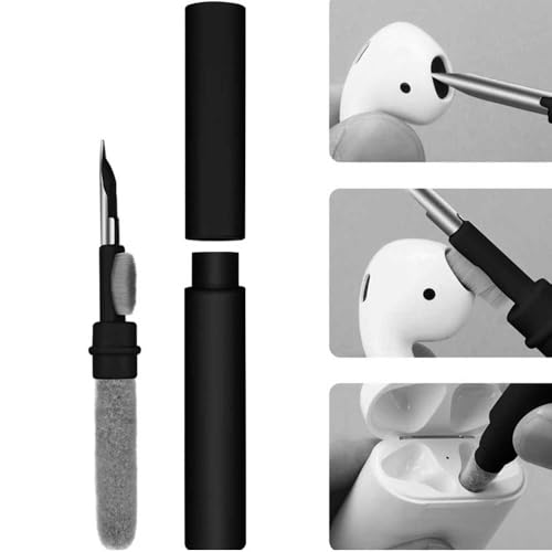 3-in-1 Earphone Cleaning Pen, Soft Brush & Flocked Sponge Cleaner for Bluetooth Earbuds, Phone and Earphone Case, White - color: White