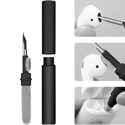 3-in-1 Earphone Cleaning Pen, Soft Brush & Flocked Sponge Cleaner for Bluetooth Earbuds, Phone and Earphone Case, White - color: White