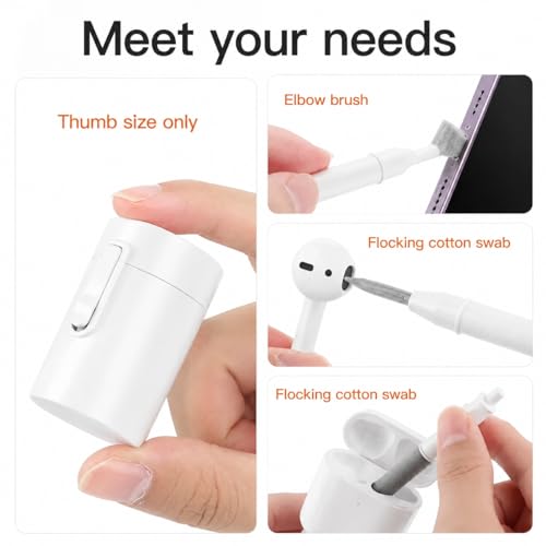 Earbud Cleaning Kit Phone Charging Port Phone Cleaning Kit Keyboard Cleaner 4 in 1 White - color: white