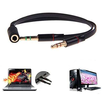 Headphone Splitter [2 Pack] for Computer 3.5mm Female to 2 Dual 3.5mm Male Headphone Mic Audio Y Splitter Cable Smartphone Headset to PC Adapter