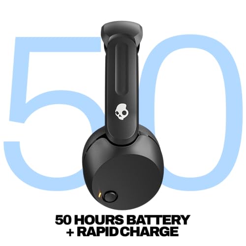 Skullcandy Icon 180 Wireless On-Ear Bluetooth Headphones - True Black | 50 Hours Battery, Lightweight and Travel Ready, Secure Fit, Sweat and Water Resistant, Microphone iPhone Android, Foldable - color: True Black