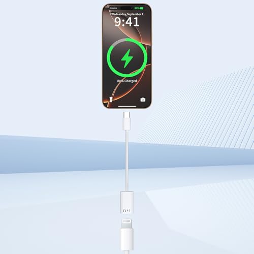 USB C to Lightning Headphone Audio Adapter,Lighting to USBC Adaptor with Earphone &Charge,USB-C to iPhone Converter,Type C to Lightning Cable Adapter for iPhone 17/16/Pro/Max,iPad Pro/Air,MacBook,iMac