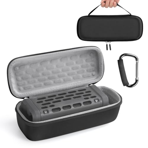 Carrying Case for Turtlebox Ranger Bluetooth Speaker, Black | Shockproof & Dustproof Hard Travel Case with Carabiner Hook & Handle, Soft Lined Protective Storage Bag for Beach Road Trip - color: Black Case