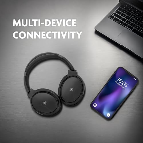Fisher Pro Active Noise Cancelling Headphones,Over-Ear Headphones Wireless | Bluetooth 5.3, Microphone, Lightweight Comfortable Headset for Home, Travel, Rechargeable Workout Headphones, Deep Base - color: Black