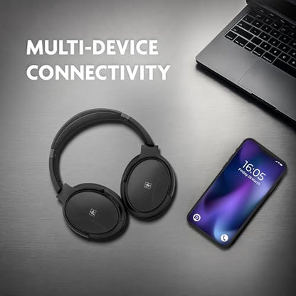 Fisher Pro Active Noise Cancelling Headphones,Over-Ear Headphones Wireless | Bluetooth 5.3, Microphone, Lightweight Comfortable Headset for Home, Travel, Rechargeable Workout Headphones, Deep Base - color: Black