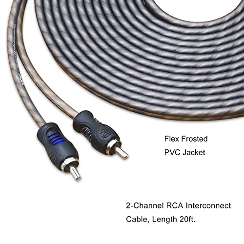 RECOIL RCI220 20ft 2-Channel RCA Audio Cable Twisted Pair Noise Reduction | 100% Oxygen Free Copper - style: 20ft 2-Channel RCA