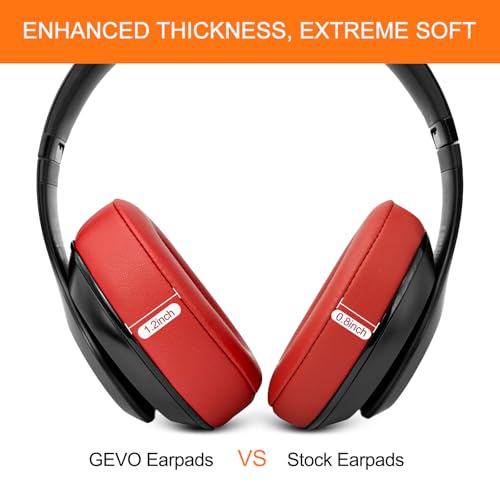 GEVO Ear Pads Replacement for Beats Studio 2 & 3 Headphones Earpad Cushions - color: Red