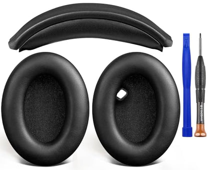 SOULWIT Replacement Kit for Sony WH-1000XM4 Headphones, Ear Pads Cushions + Headband Repair Part - Black - color: Black