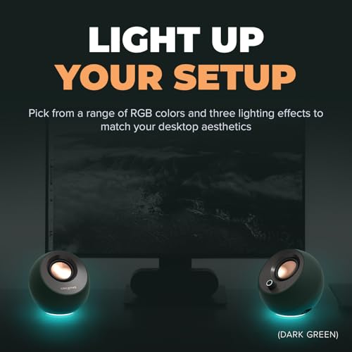 Creative Pebble Pro, 2.0 USB-C Desktop Speakers, RGB, White | 2.0 speakers, Bluetooth, USB-C, RGB Lighting, Clear Dialog, Stereo Speakers, Desktop Audio, PC Speakers, White - color: White