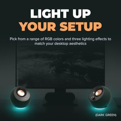 Creative Pebble Pro, 2.0 USB-C Desktop Speakers, RGB, White | 2.0 speakers, Bluetooth, USB-C, RGB Lighting, Clear Dialog, Stereo Speakers, Desktop Audio, PC Speakers, White - color: White