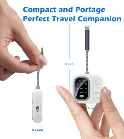 Airplane Bluetooth Adapter for Headphones AptX Low Latency | Bluetooth transmitter for TV to 2 Headphones, 3.5mm AUX Bluetooth Transmitter Receiver for Car/Home Stereo/Gym, TSNAM