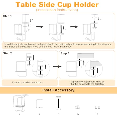 2-in-1 Clip-On Cup Holder & Headphone Hook - 360° Rotatable Anti-Spill Desk Organizer, Perfect for Gaming Tables, Office Desks, Lawn Chairs & Home Use (1 Pack)