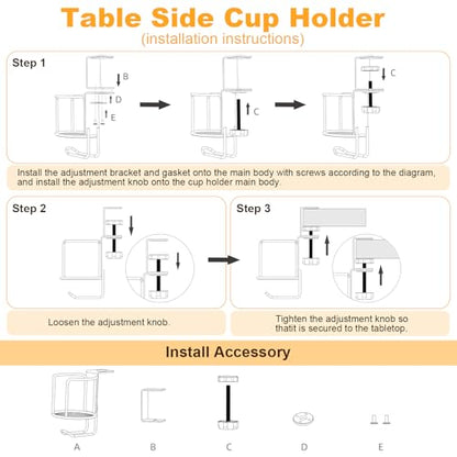 2-in-1 Clip-On Cup Holder & Headphone Hook - 360° Rotatable Anti-Spill Desk Organizer, Perfect for Gaming Tables, Office Desks, Lawn Chairs & Home Use (1 Pack)