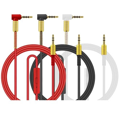 3.5mm to 3.5mm Male Audio Cable, 90 Degree Right Angle Compatible for Smartphones Tablets and Speakers [3 Pack] (Black White Red) - color: Black White Red