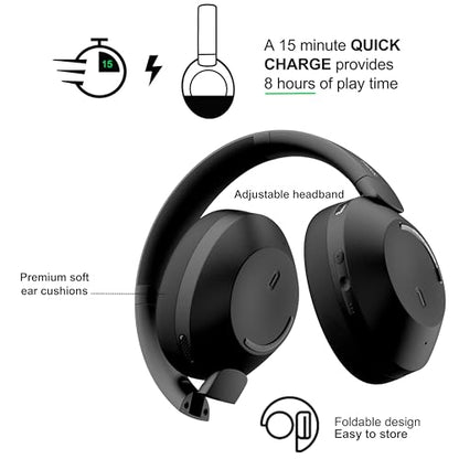 MIXX StreamQ C2 Over-Ear Wireless Stereo Headphones, Black - color: Black