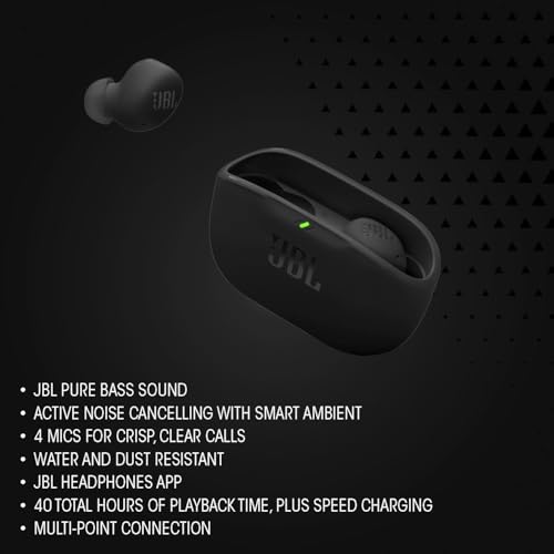 JBL Vibe Buds 2 - True Wireless Noise Cancelling Earbuds with JBL Pure Bass Sound & Smart Ambient Technology, 4mics for Crisp, Clear Calls, up to 40Hrs of Playback, IP54 Dust & Water Resistant (Pink) - color: Pink