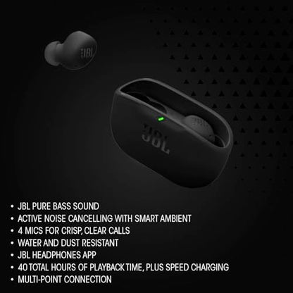 JBL Vibe Buds 2 - True Wireless Noise Cancelling Earbuds with JBL Pure Bass Sound & Smart Ambient Technology, 4mics for Crisp, Clear Calls, up to 40Hrs of Playback, IP54 Dust & Water Resistant (Pink) - color: Pink