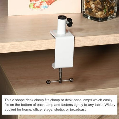 PATIKIL 0.49" Hole Dia. Desk Clamp, 2 Pcs Aluminum Alloy Universal Adjustable C-Clamp Mount Holder for Microphone Mic Arm Table Lamp, White - color: White