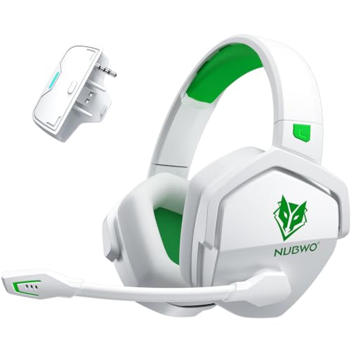NUBWO Wireless Gaming Headset for Xbox Series X/S & Xbox One, 100Hr Battery Life, 3-in-1 Ultra-Low Latency 2.4GHz Dongle/Bluetooth 5.3/3.5mm Wired Gaming Headphones for PS5, PC - color: XBOX-White green