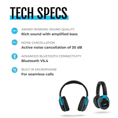 H2O Audio RIPT Ultra Over-The-Ear Sport Headphones – 100% Sweatproof Zwift Headphones with Active Noise Cancellation, 50H Battery, Interchangeable Washable Cushions, Bluetooth, Mic, and Travel Case - color: Black