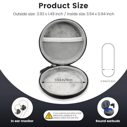 Circular Earbud Case Wired Earphone Case Holder Hard EVA Small Zipper Pouch Compatible with in Ear Monitor, KZ ZS10 PRO IEM, Shure SE215-CL, Sennheiser IE 200 IE 300, CCZ Melody, EarPods
