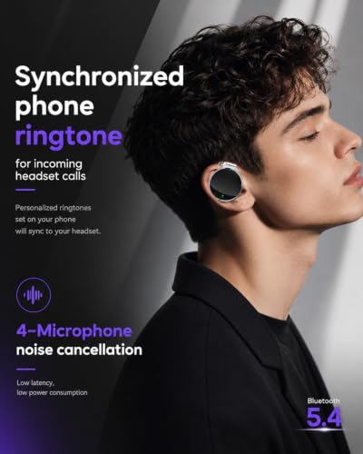 Ear Clip Bluetooth Headphones, Open Ear Headphones with 4 Microphones | 27mm driver |18H per charge | 52H with case | Dual-device pairing | 4-level case LEDs | Mute On/Off - color: Black&silver&Black