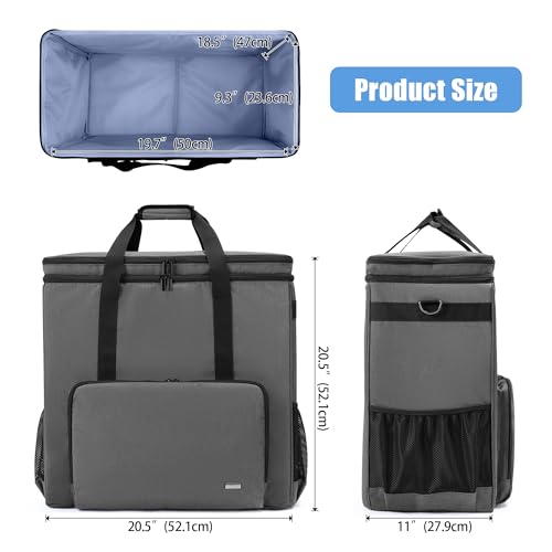 CURMIO Double-Layer PC Carrying Case, Computer Travel Bag for Tower, Gray | Computer Desktop Tower Case with Shoulder Straps Fit ATX/M-ATX Motherboards, Keyboard, Mouse, Cables & Earphones - color: Grey