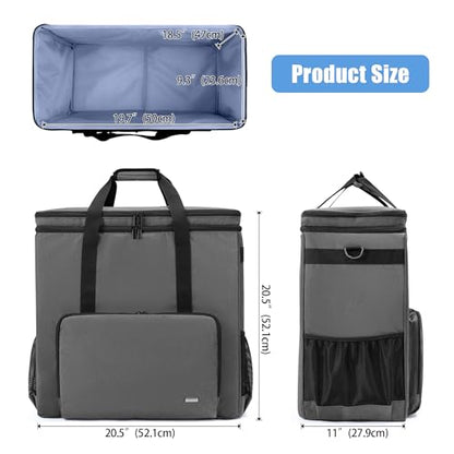 CURMIO Double-Layer PC Carrying Case, Computer Travel Bag for Tower, Gray | Computer Desktop Tower Case with Shoulder Straps Fit ATX/M-ATX Motherboards, Keyboard, Mouse, Cables & Earphones - color: Grey