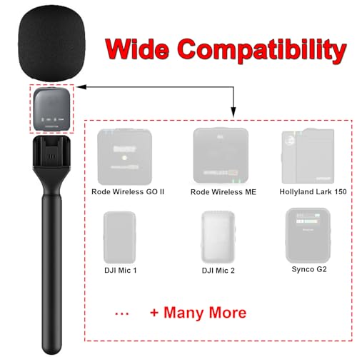 Mic Holder for DJI Mic 1/2, Interview Microphone Handle for Rode Wireless GO I/II/ME/Pro, Wireless Lavalier Microphone Handheld Adapter Mount with Foam Cover for Hollyland Lark M1