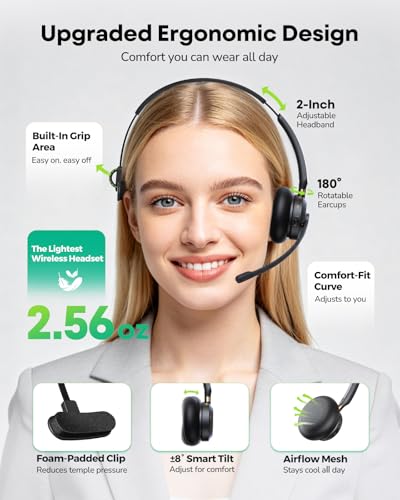Acer Wireless Headset with Mic for Work, Single Ear Work Headset with Charge Stand for Remote & Office, Bluetooth 5.3 & USB 2.4G Dongle for Zoom & Teams | Acer Charging Stand, Bluetooth 5.3 & USB 2.4G Dongle for Office, Remote Work, Zoom & Teams