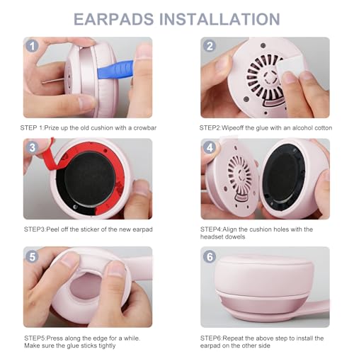 Replacement Ear Pads for Beats Solo 4 On-Ear Headphones, Pearl Powder | Includes Pry Bar Tool, Soft Protein Leather & Memory Foam Cushions